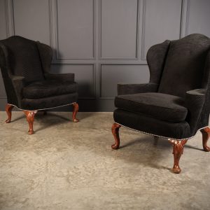 Pair of Queen Anne Style Wing Chairs Antique Chairs Antique Chairs