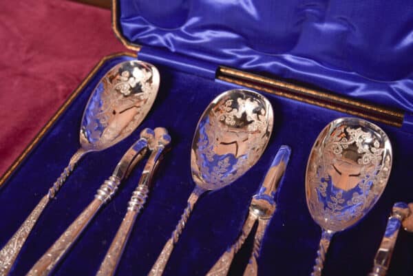 Silver Plate Fruit And Nut Serving Set SAI2601 Boxed EPNS Cutlery Antique Boxes 5