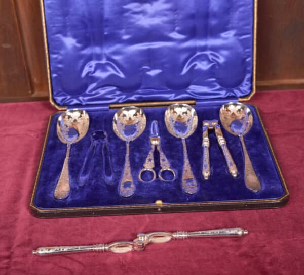 Silver Plate Fruit And Nut Serving Set SAI2601 Boxed EPNS Cutlery Antique Boxes 7