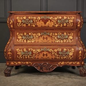 Dutch Marquetry Inlaid Walnut Bombe Shaped Chest bombe chest Antique Chest Of Drawers 3