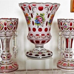 Bohemian Overlay Glass Garniture