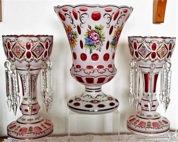 Bohemian Overlay Glass Garniture