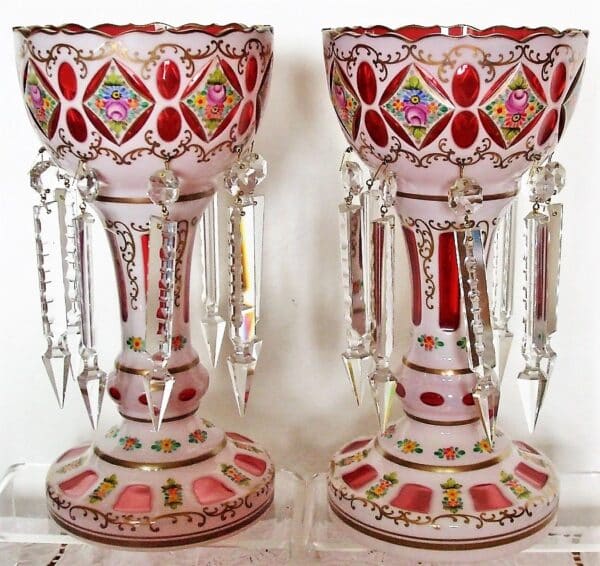 Bohemian Overlay Glass Garniture