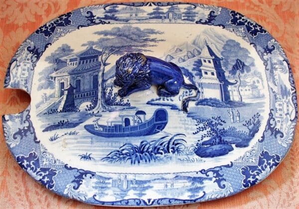 Canton River Scene Tureen Cover