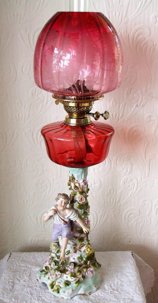 Cranberry Dresden Lamp