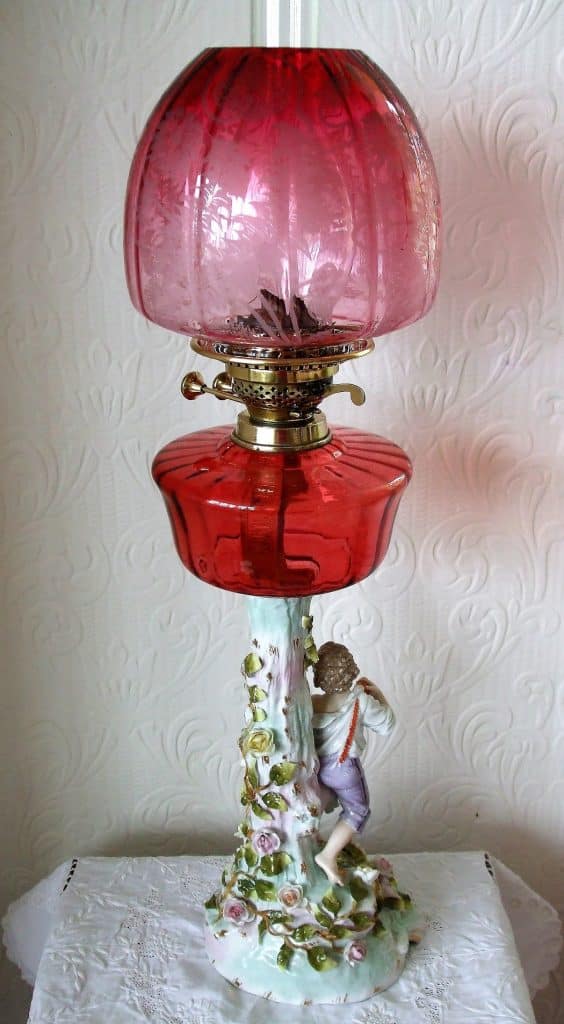 Cranberry Dresden Lamp