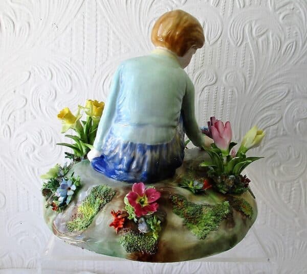 Vintage Crown Staffordshire English Porcelain Figurine ~ "Picking Flowers" ~ J.T. Jones - Image 3