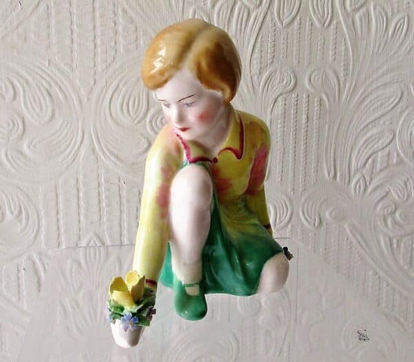 Vintage Crown Staffordshire English Porcelain Figurine ~ "Picking Flowers" ~ T.M. Bayley - Image 4