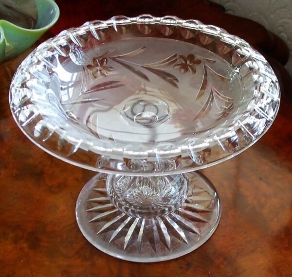 Antique English Victorian Cut Glass Tazza Tazza Antique Glassware 6