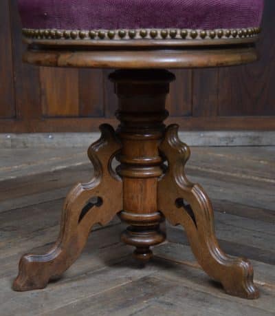 Victorian Walnut Adjustable Piano Stool SAI3181 - Image 5