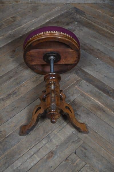 Victorian Walnut Adjustable Piano Stool SAI3181 - Image 8