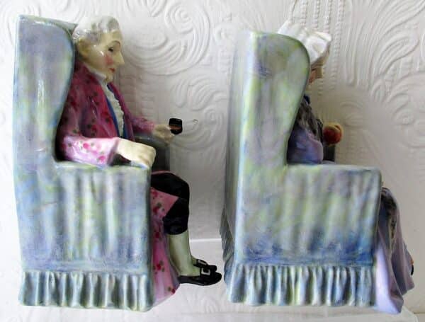 Pair of Vintage Royal Doulton English Porcelain Figurines ~ "Darby & Joan" ~ HN 1427 & HN 1422 - Image 4