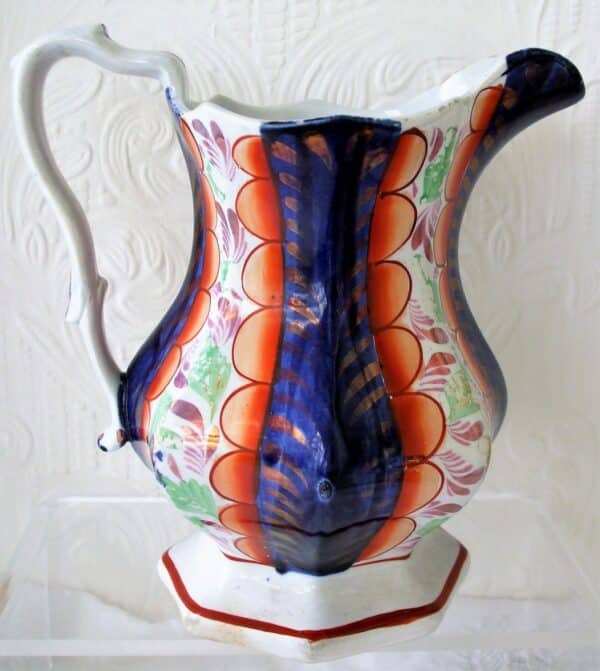 Antique Victorian Gaudy Welsh “Glamorgan” Pattern Pottery Jug Antique Antique Ceramics 5