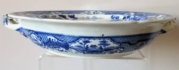 Antique English Georgian Blue and White Transfer Hot-Water Plate ~ “Gothic Castle” ~ Spode Antique Antique Ceramics 4