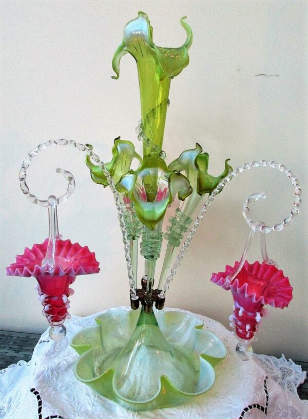 Green and Pink Epergne