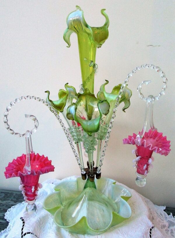 Green and Pink Epergne