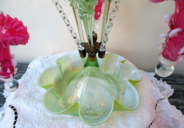 Green and Pink Epergne