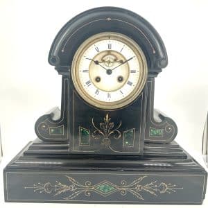 Impressive Victorian slate & marble Mantel Clock – ca1900 French mantel clock Antique Clocks