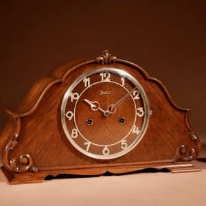 Art Deco Oak Junghans Mantel Clock Circa 1940-50 c 1940 Antique Clocks 3