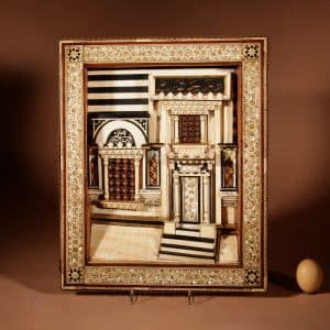 A Rare Moorish Alhambra Influence Relief Architectural Diorama Of The front Of A Building.  Architect Antique Art 3