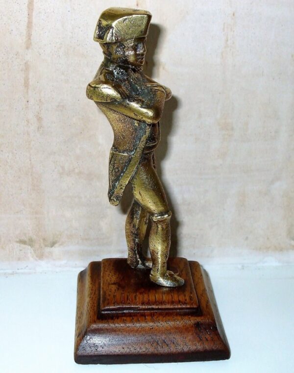 Antique English Georgian Oak Mounted Brass Maquette of the Emperor Napoleon I Antique Antique Metals 6