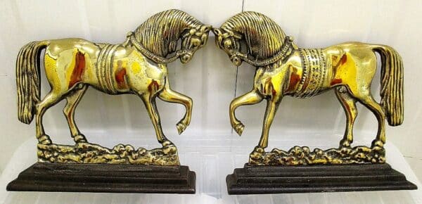 Pair Brass Chimney Horses