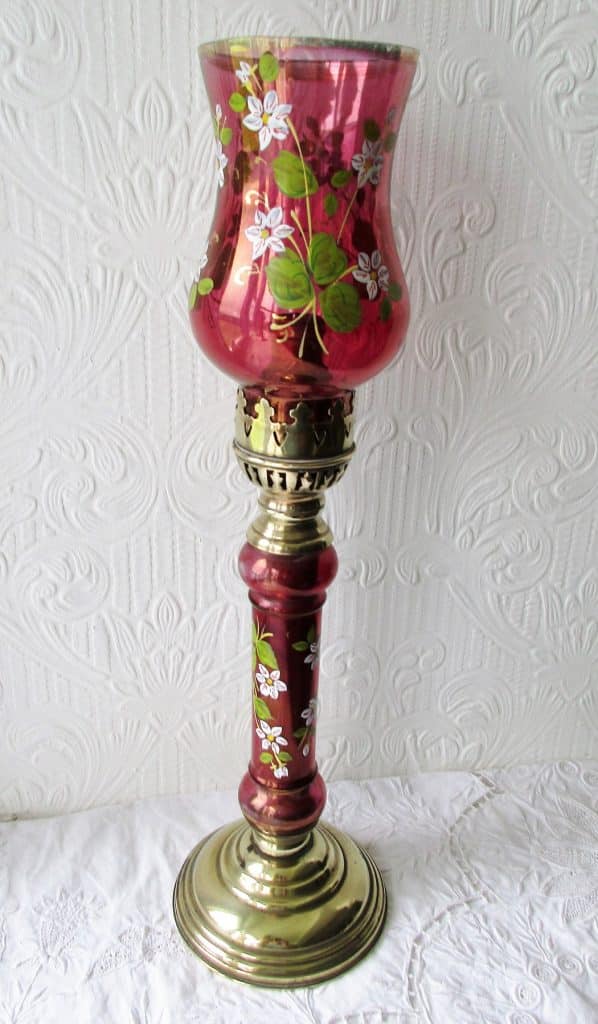 Pair Cherry Red Candle Lamps