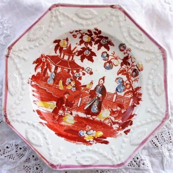 Pair Chinoiserie Octagonal Plates