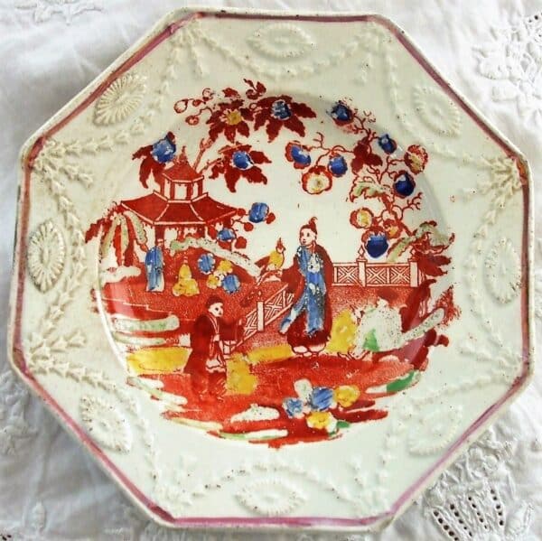 Pair Chinoiserie Octagonal Plates