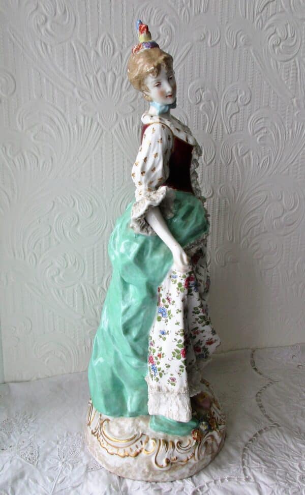 Pair of Antique “Dresden” Porcelain Figurines ~ “A Gallant and his Lady” Antique Antique Ceramics 10