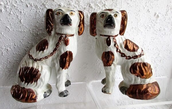 Pair Copper Lustre Spaniels H 2477A-B