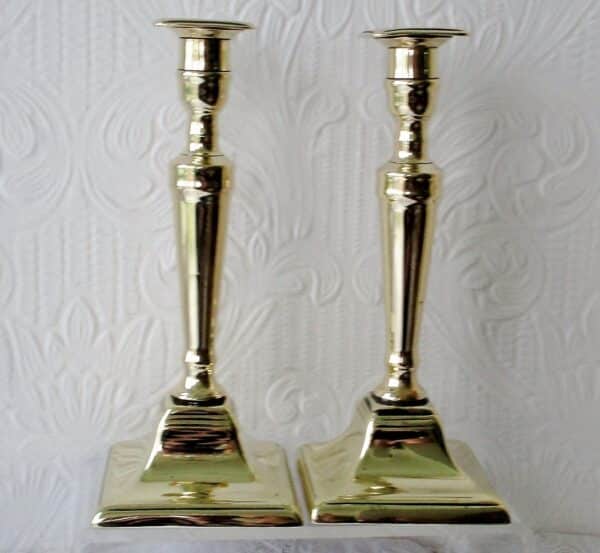 Pair of Antique English Georgian Brass Candlesticks Antique Antique Metals 6