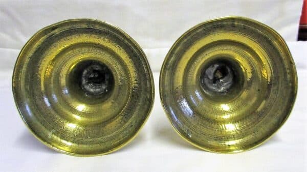 Pair of Antique English Georgian "Slide Ejector" Brass Candlesticks - Image 4