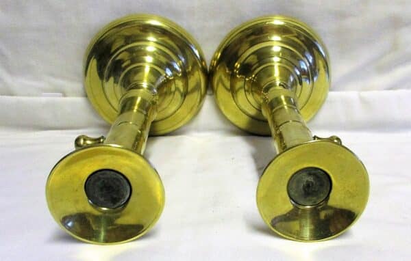 Pair of Antique English Georgian "Slide Ejector" Brass Candlesticks - Image 5