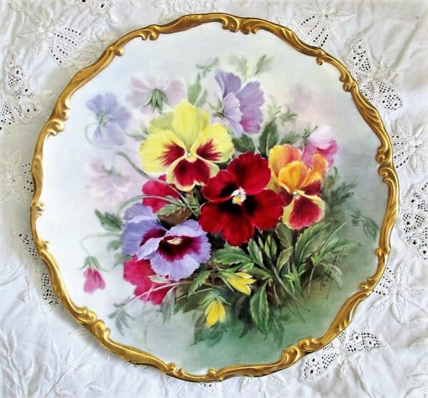 Pair of Royal Doulton English Porcelain Cabinet Plates ~ “Pansies” ~ Reginald Johnson Porcelain Vintage 7