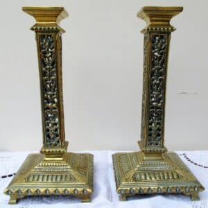 Pair of French Brass Candlesticks