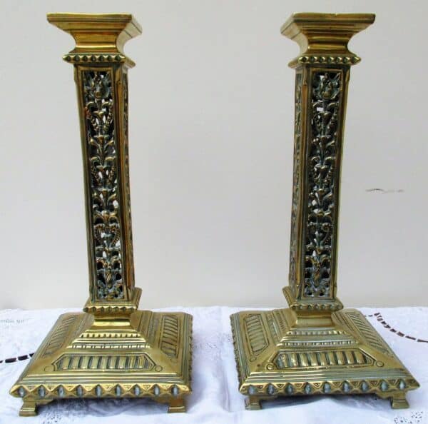 Pair of French Brass Candlesticks