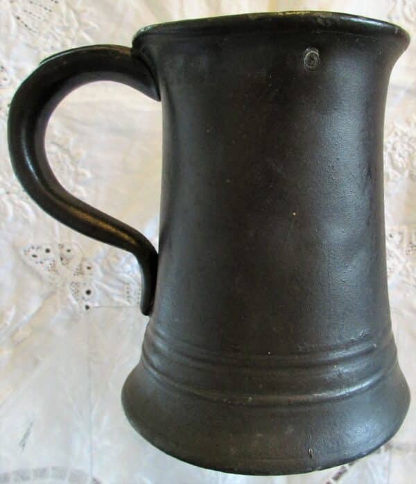 Antique English Victorian Pewter Half Pint Concave Mug - Image 3