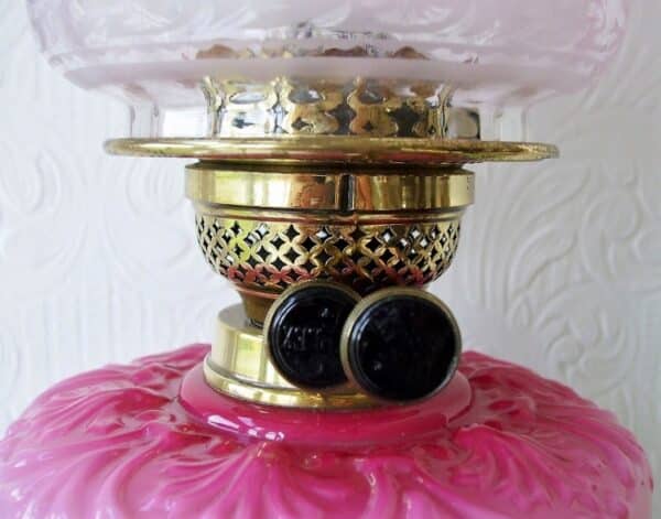 Antique English Victorian Glass Column Oil Lamp Antique Antique Lighting 7