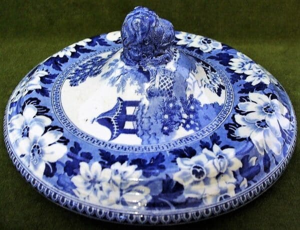 Antique English Georgian Blue and White Transfer Tureen and Cover ~ “Elephant” ~John Rogers and Son Antique Antique Ceramics 5