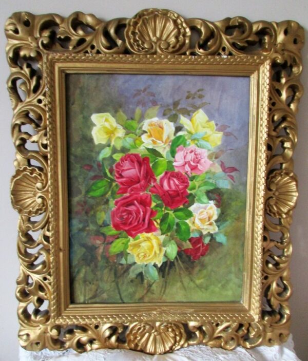 Roses in Gesso Frame