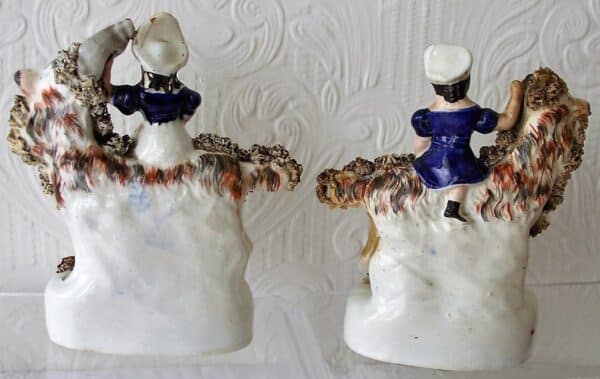 Pair of Antique English Victorian Staffordshire Pottery Royal Portrait Figures ~ “Prince of Wales and Princess Royal on Goats” ~ H 598 / H 599 Antique Antique Ceramics 5