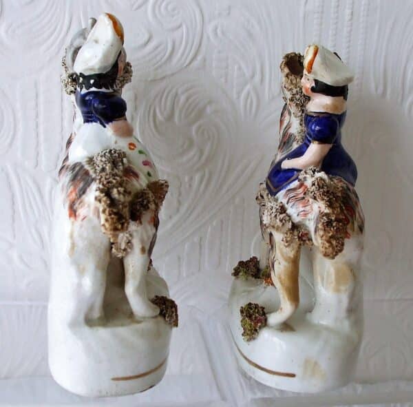 Pair of Antique English Victorian Staffordshire Pottery Royal Portrait Figures ~ “Prince of Wales and Princess Royal on Goats” ~ H 598 / H 599 Antique Antique Ceramics 6