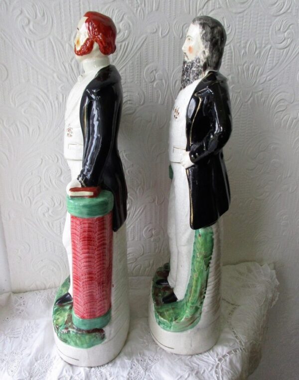 Pair of Antique English Victorian Staffordshire Pottery Portrait Figures ~ Moody ~ P D9 ~ H 59 and Sankey ~ P D10 ~ H 84 - Image 2