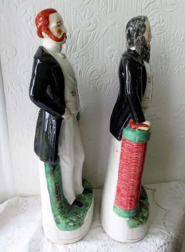 Pair of Antique English Victorian Staffordshire Pottery Portrait Figures ~ Moody ~ P D9 ~ H 59 and Sankey ~ P D10 ~ H 84 - Image 4