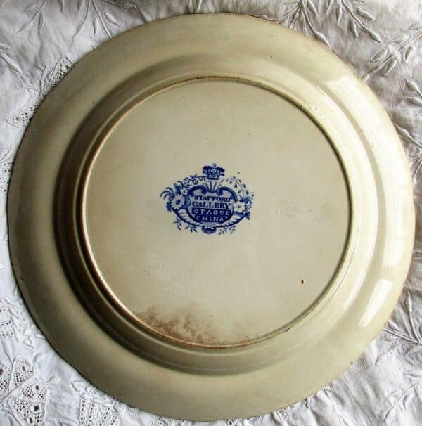 Antique English Victorian Blue and White Transfer Plate ~ ” The Trio”  ~ Stafford Gallery Antique Antique Ceramics 4