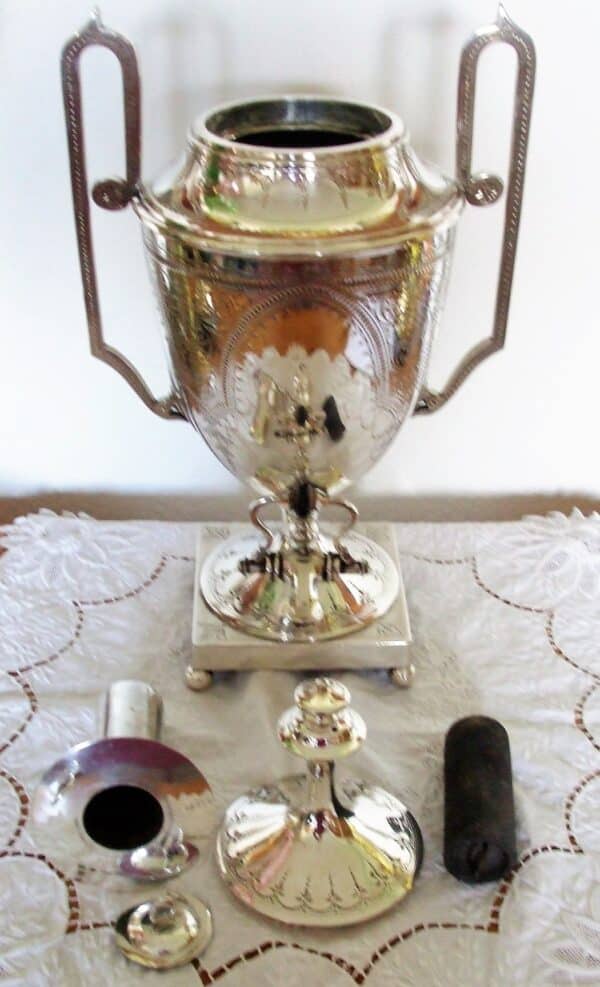 Antique English Edwardian Walker & Hall Silver Plated Samovar Antique Antique Metals 7