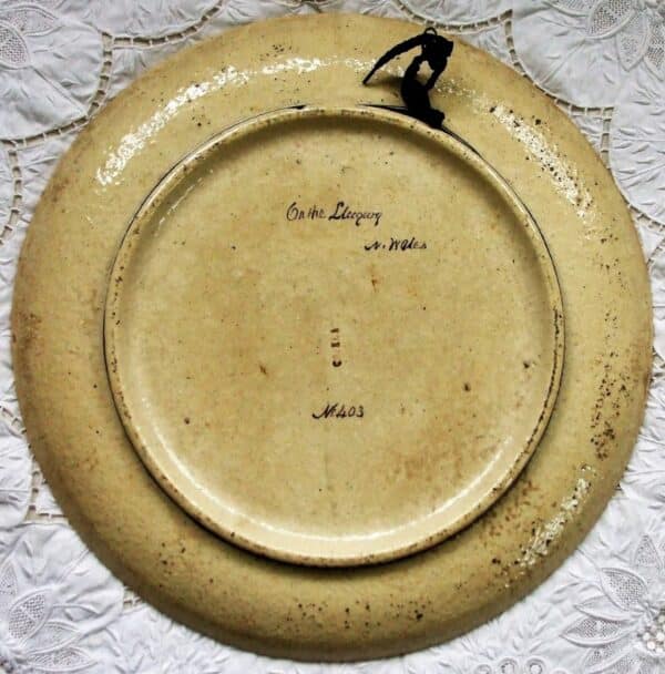 Antique English Victorian Copeland Pottery Charger "On the Llugwy ~ N. Wales ~ No. 403" ~ Decorated and Signed by William Yale of Stoke - Image 2