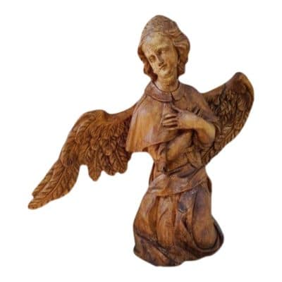 17th Century Large Wooden Carved Angel Antique Sculptures 3