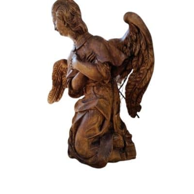 17th Century Large Wooden Carved Angel Antique Sculptures 5